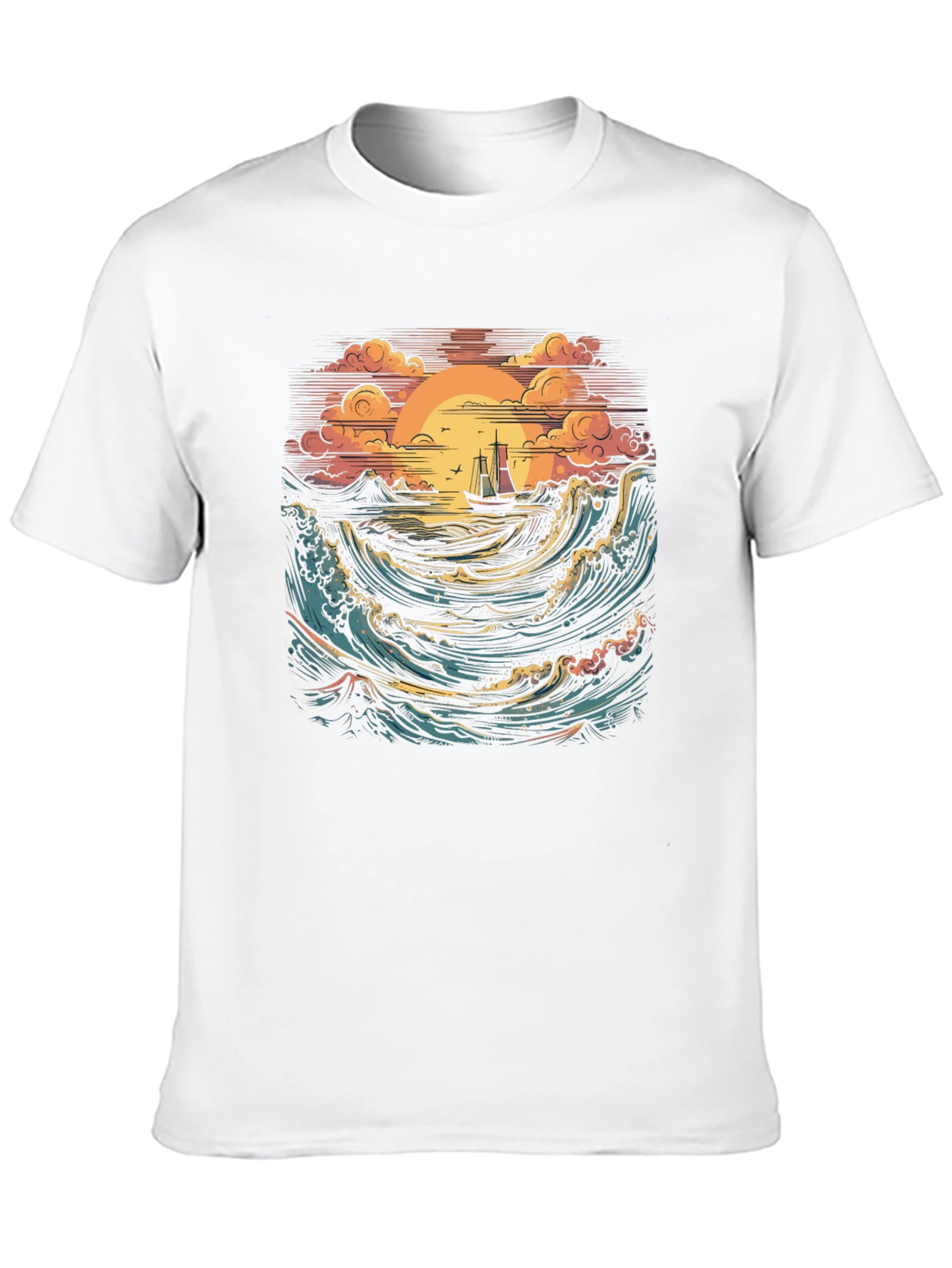 Sunset Sail Graphic Tee - Black Cotton T-Shirt