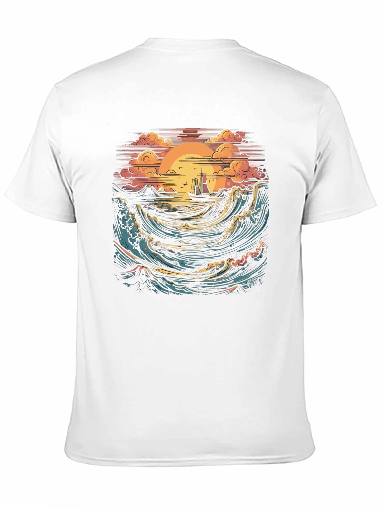 Sunset Sail Graphic Tee - Black Cotton T-Shirt