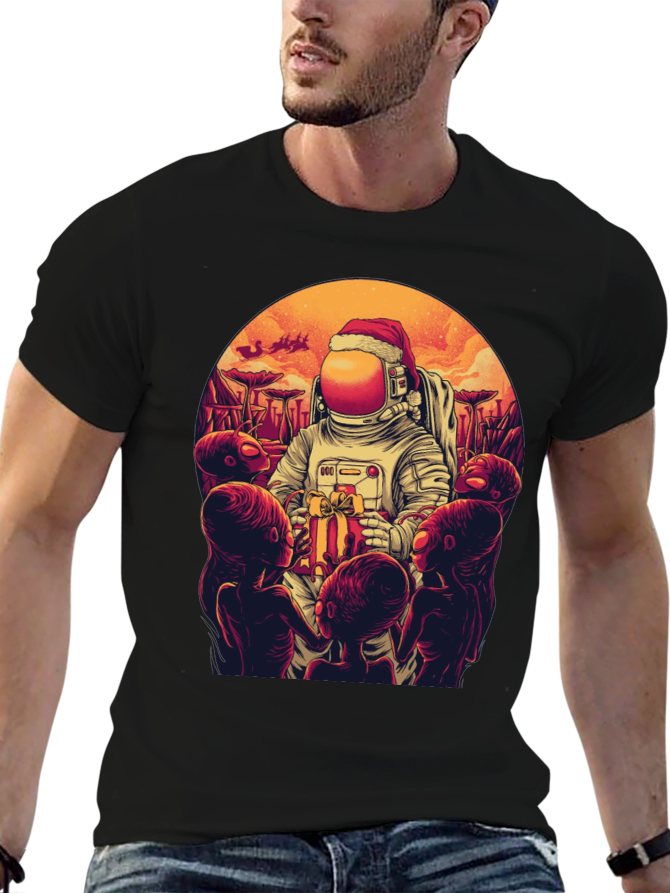 Cosmic Christmas T-Shirt - Astronaut Alien Gift