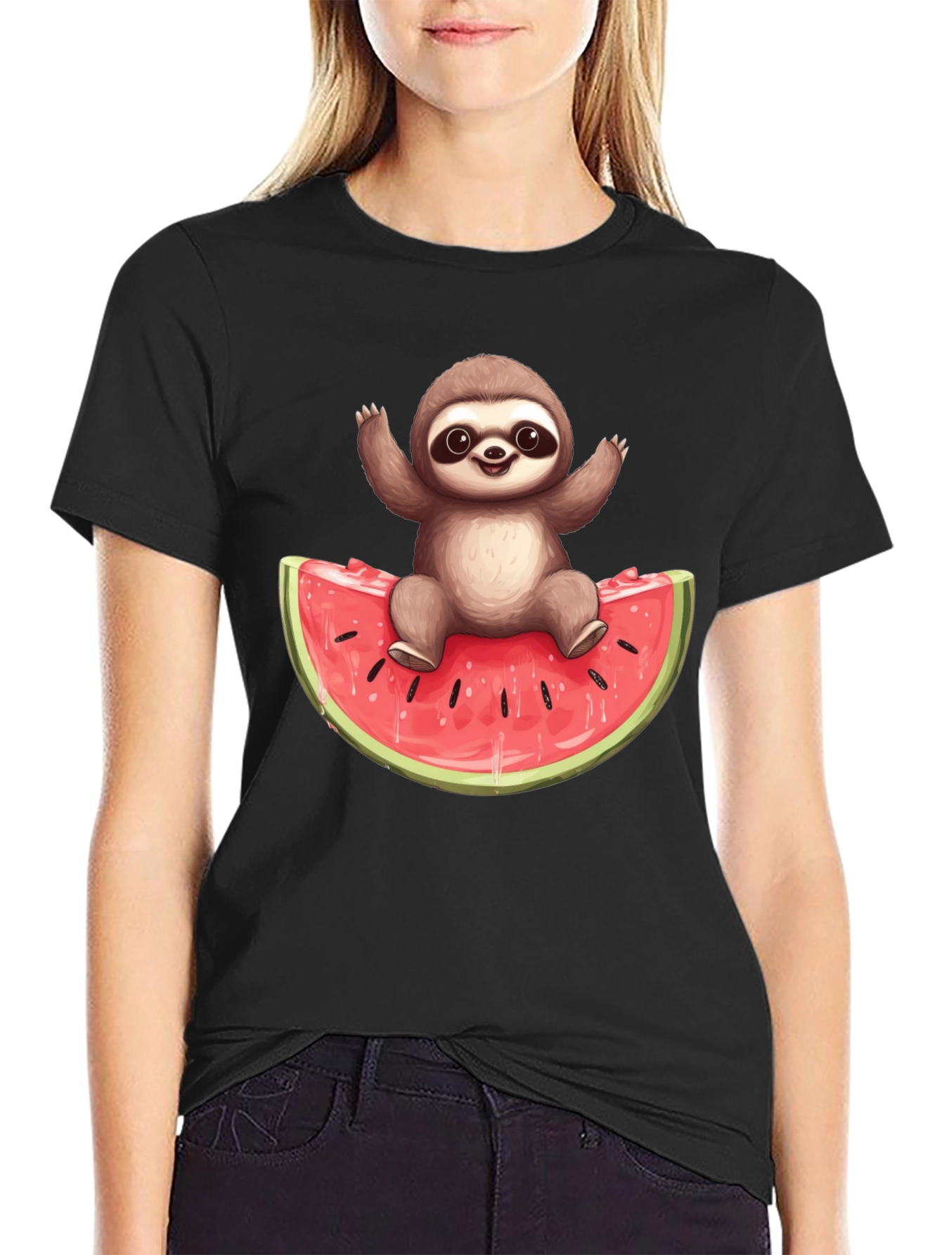 Sloth On Watermelon Graphic Tee