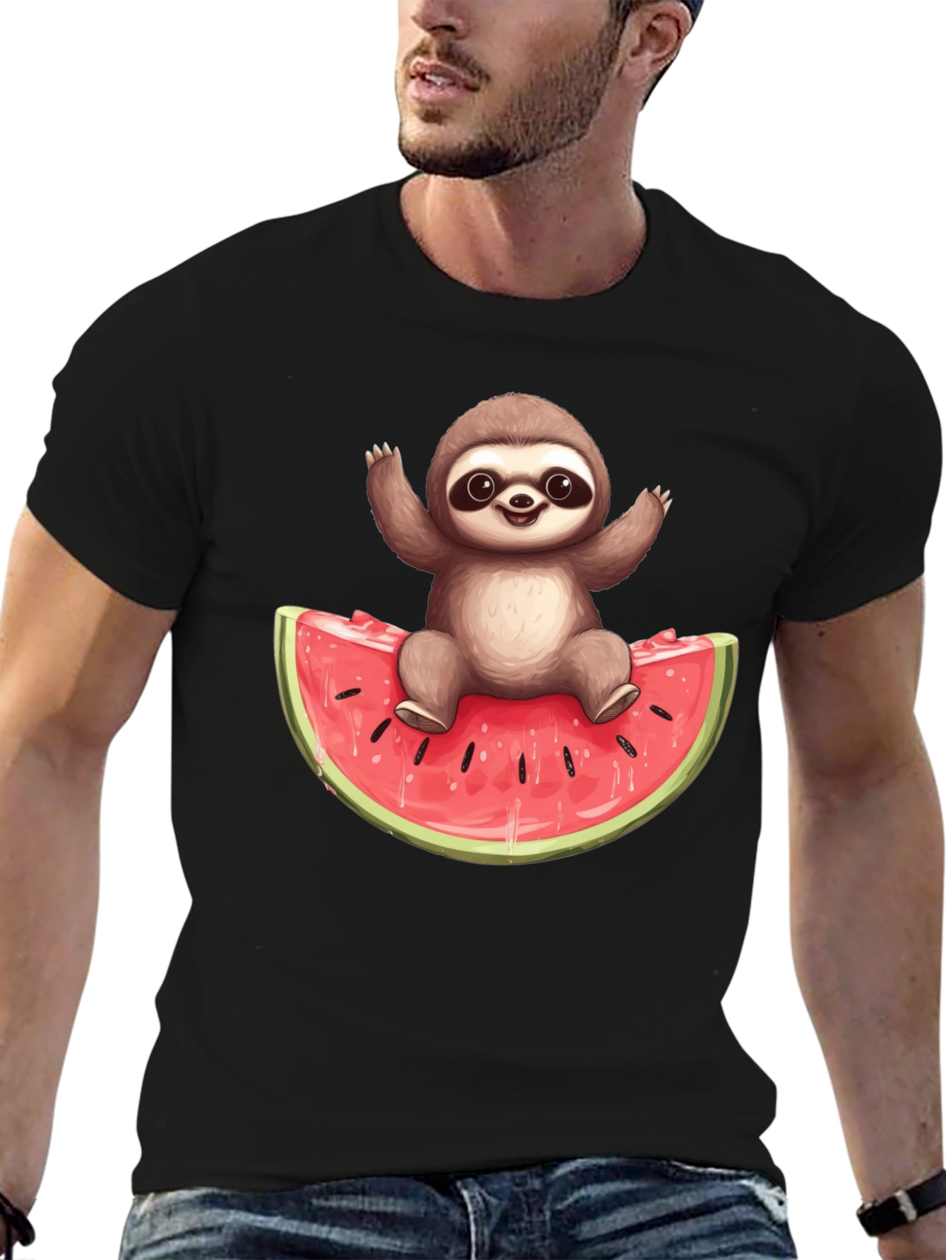 Sloth On Watermelon Graphic Tee