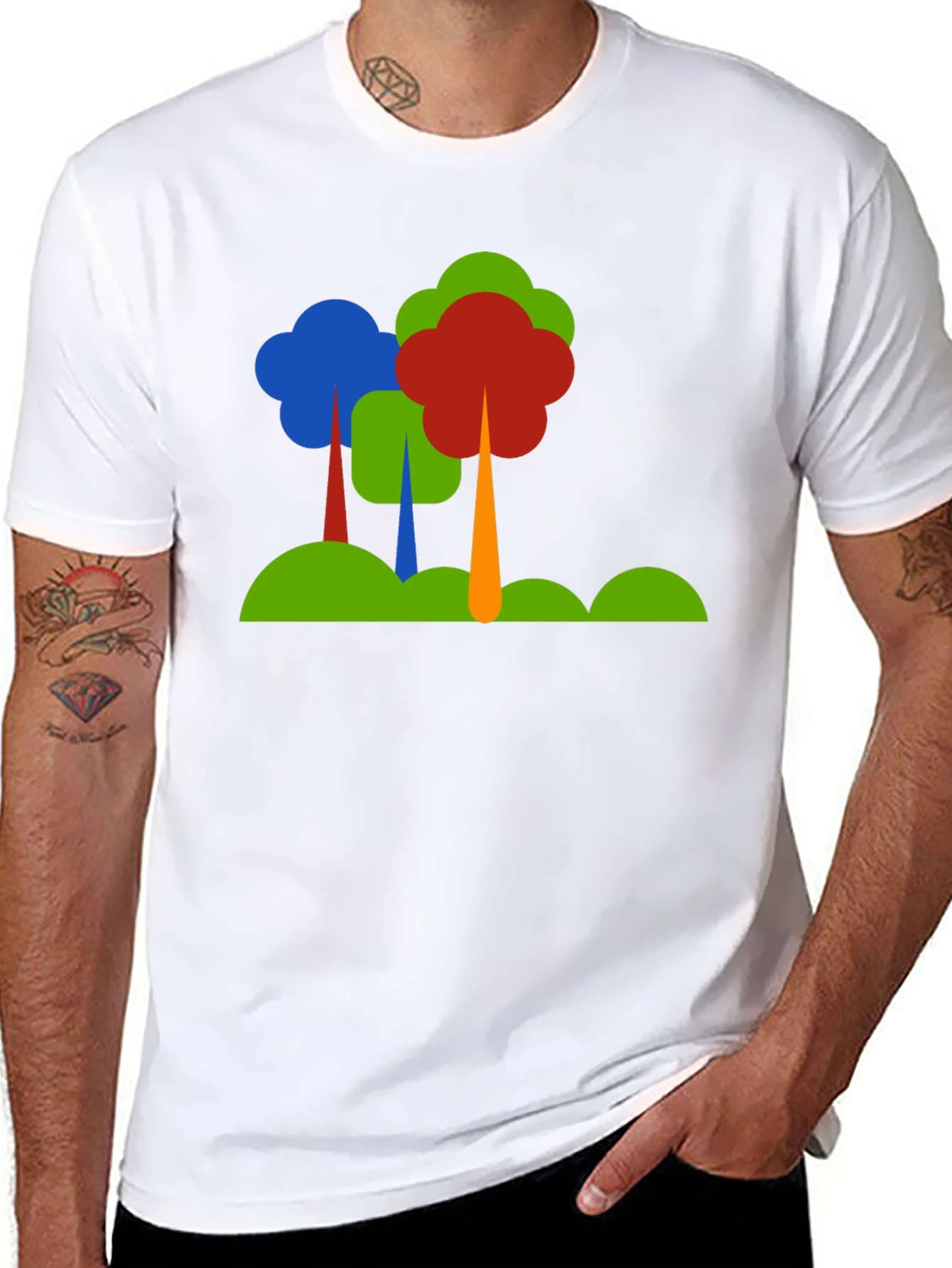 Abstract Tree Graphic Black T-Shirt