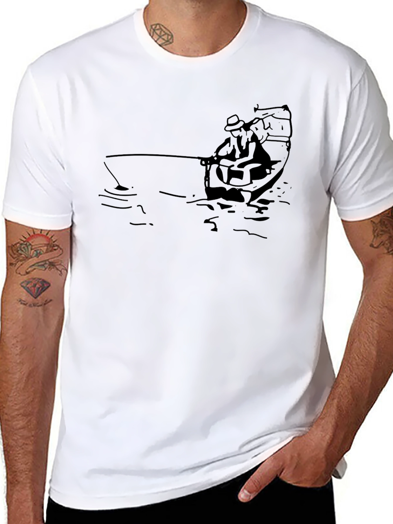 Fishing Boat Graphic Tee - Classic Black T-Shirt