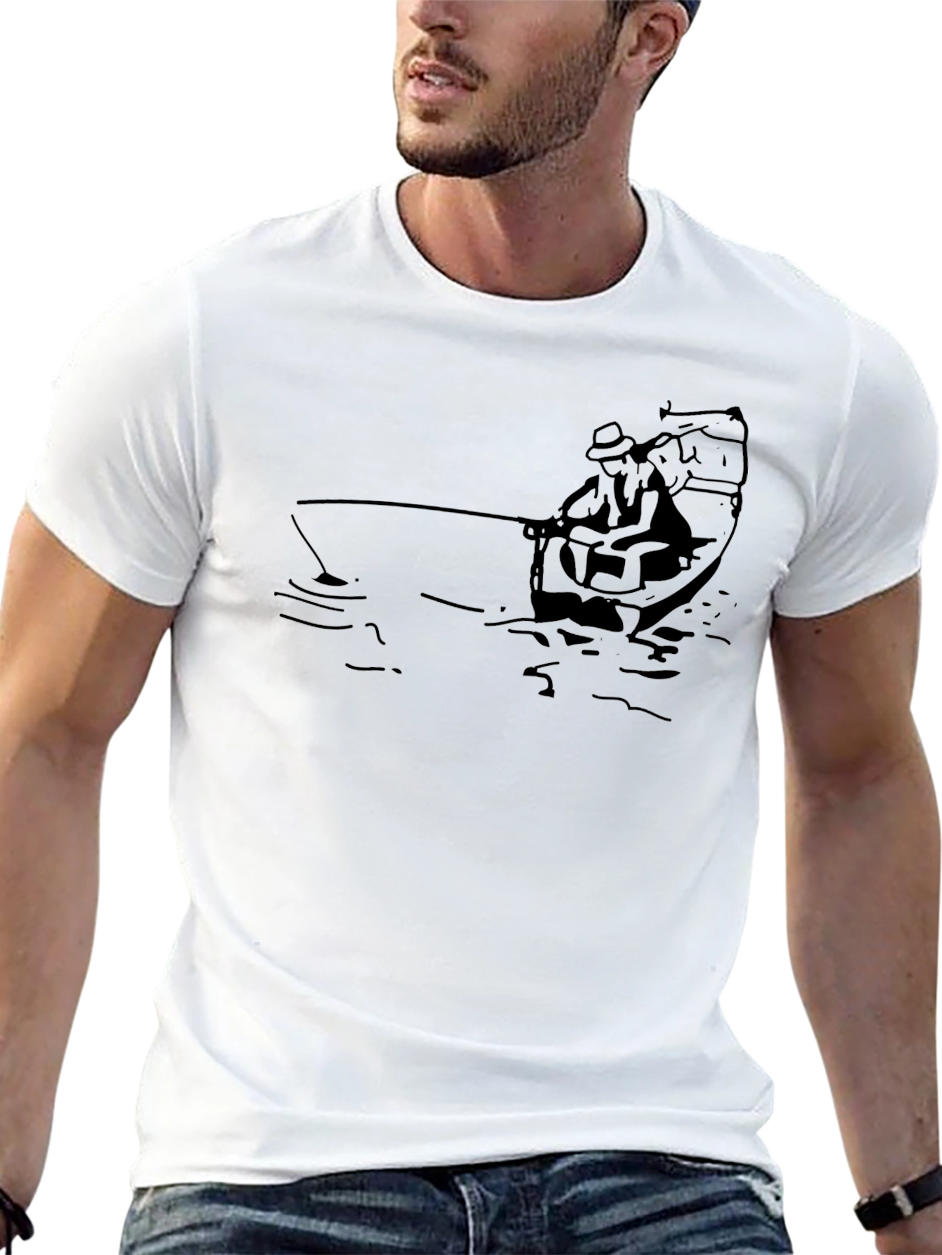 Fishing Boat Graphic Tee - Classic Black T-Shirt