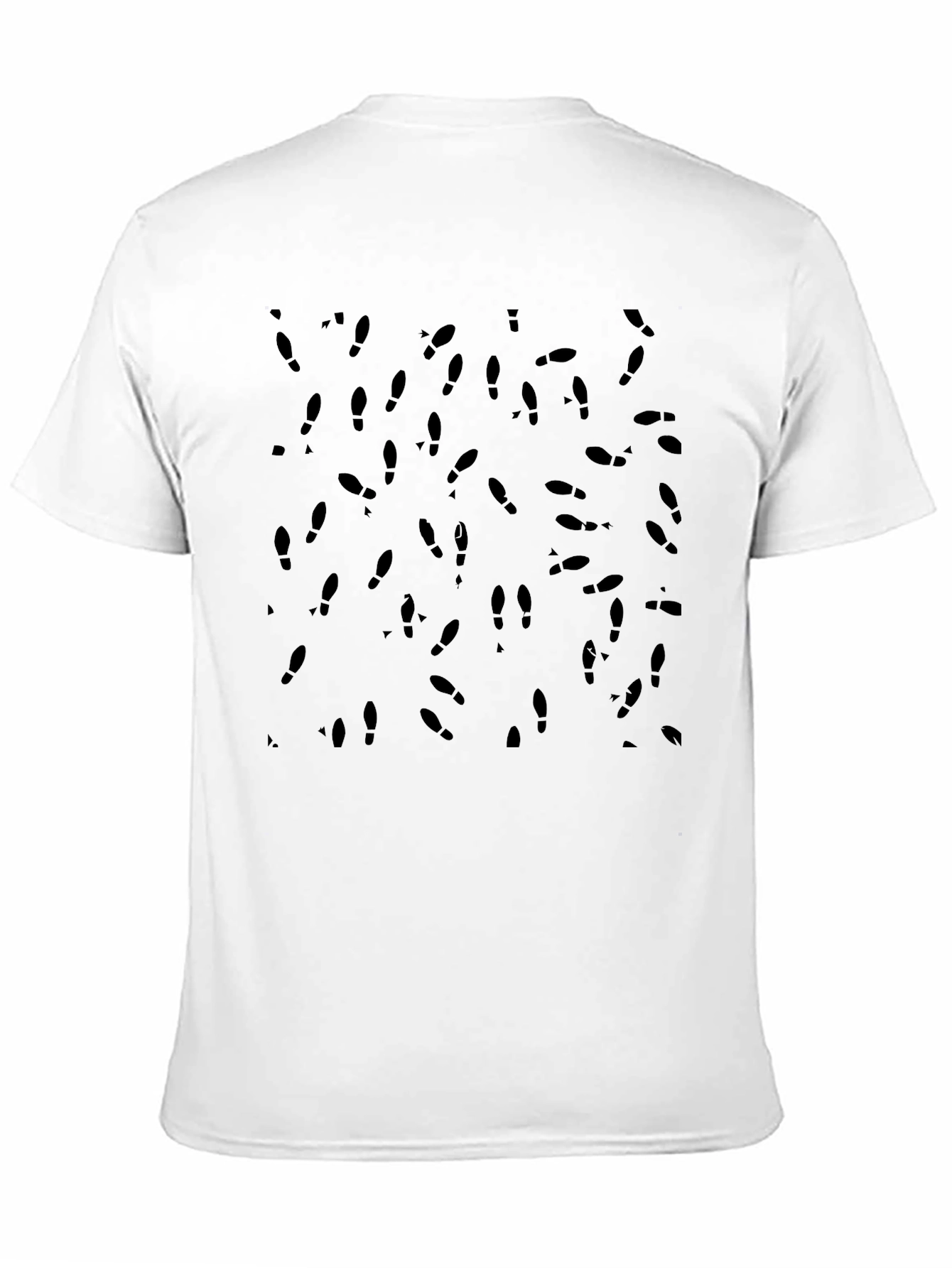 Mens Black Footprint Pattern T-Shirt - Casual Style