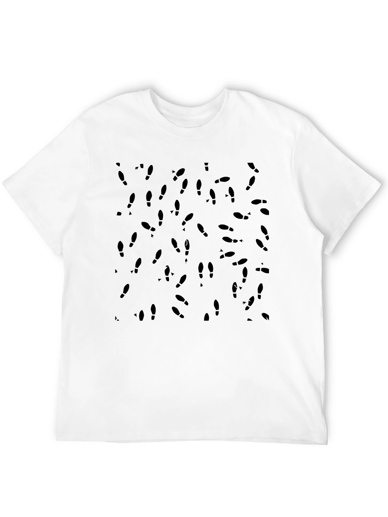 Mens Black Footprint Pattern T-Shirt - Casual Style