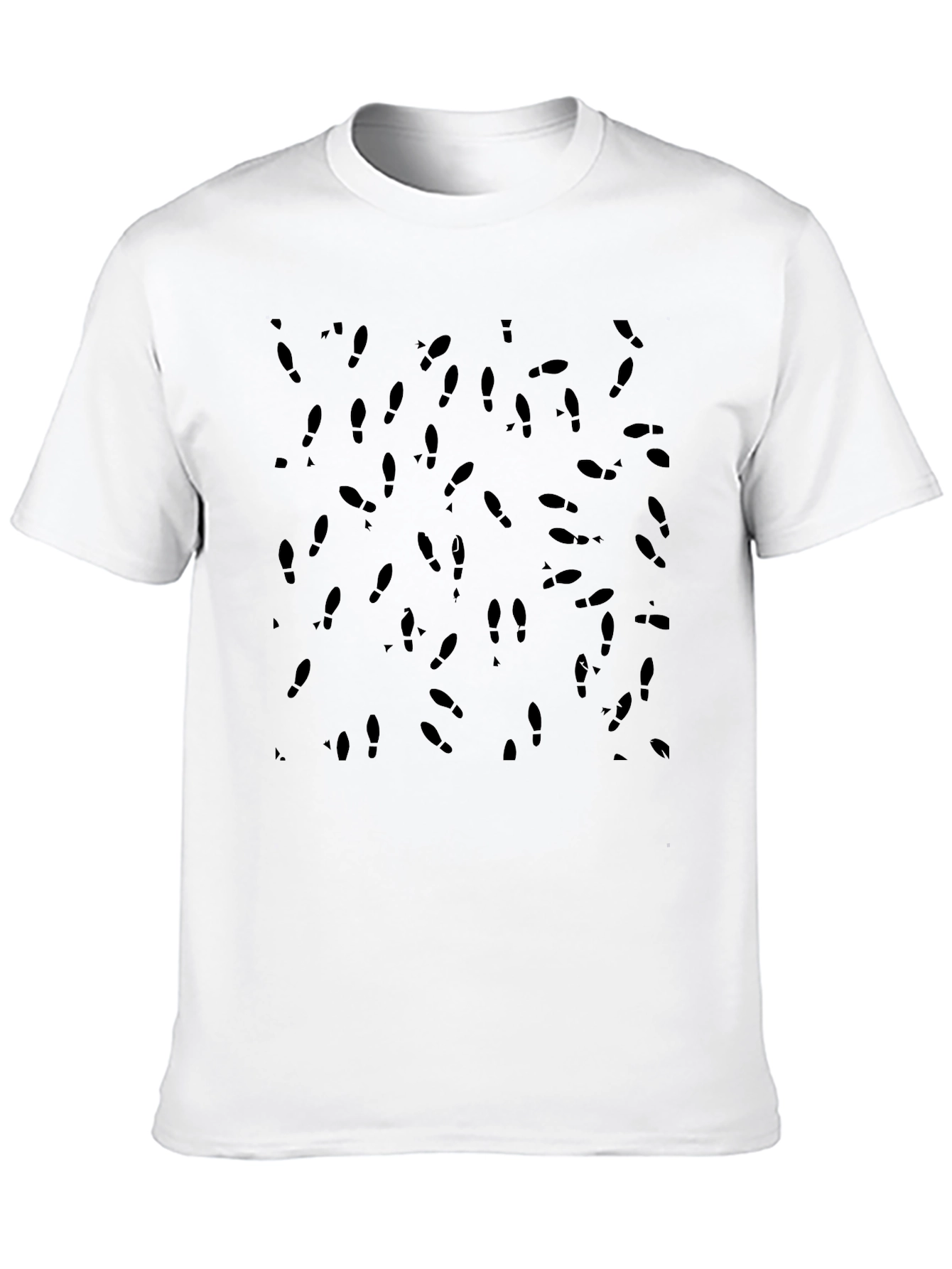 Mens Black Footprint Pattern T-Shirt - Casual Style