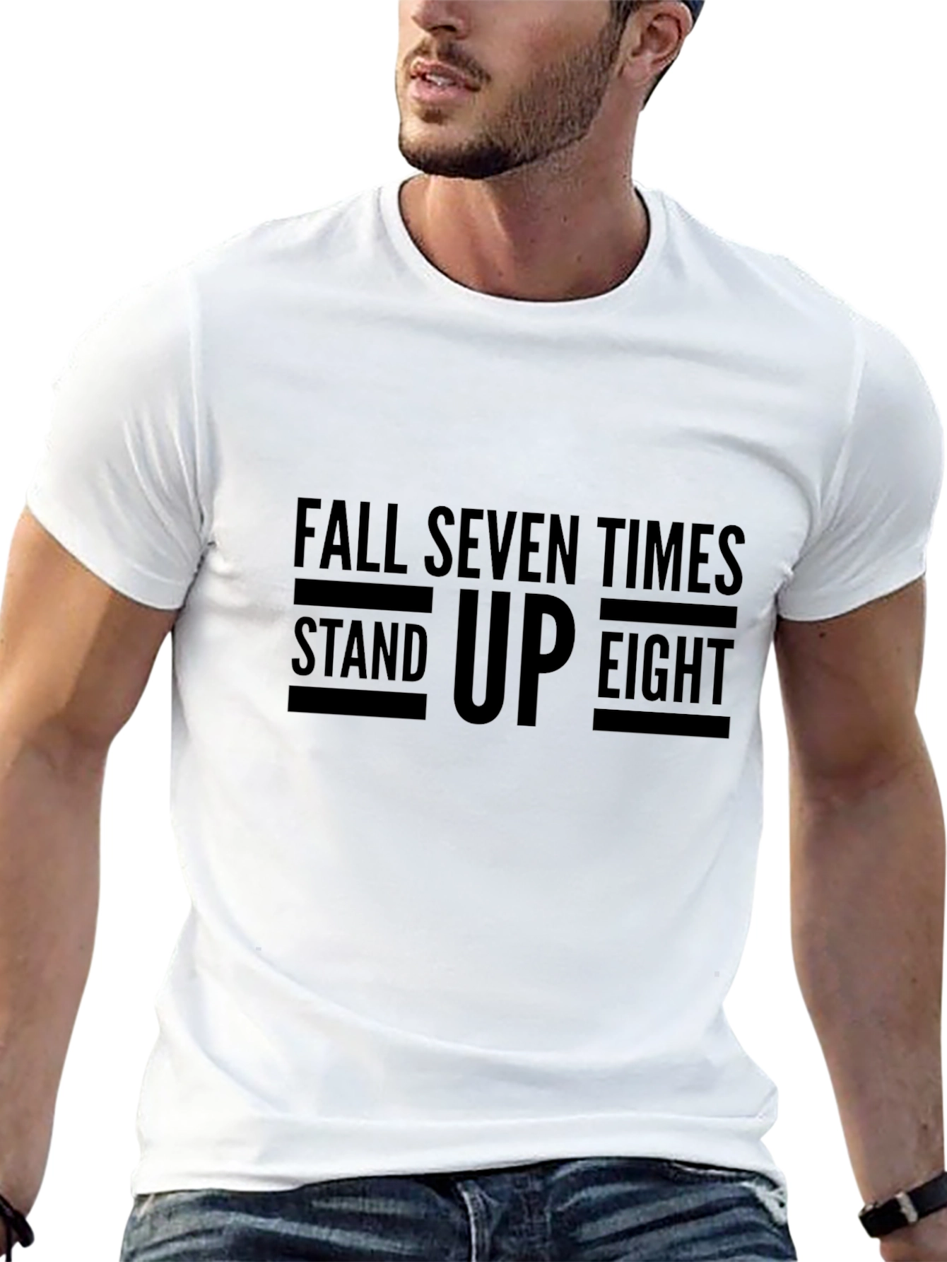 Motivational Graphic Tee - Fall Seven Times