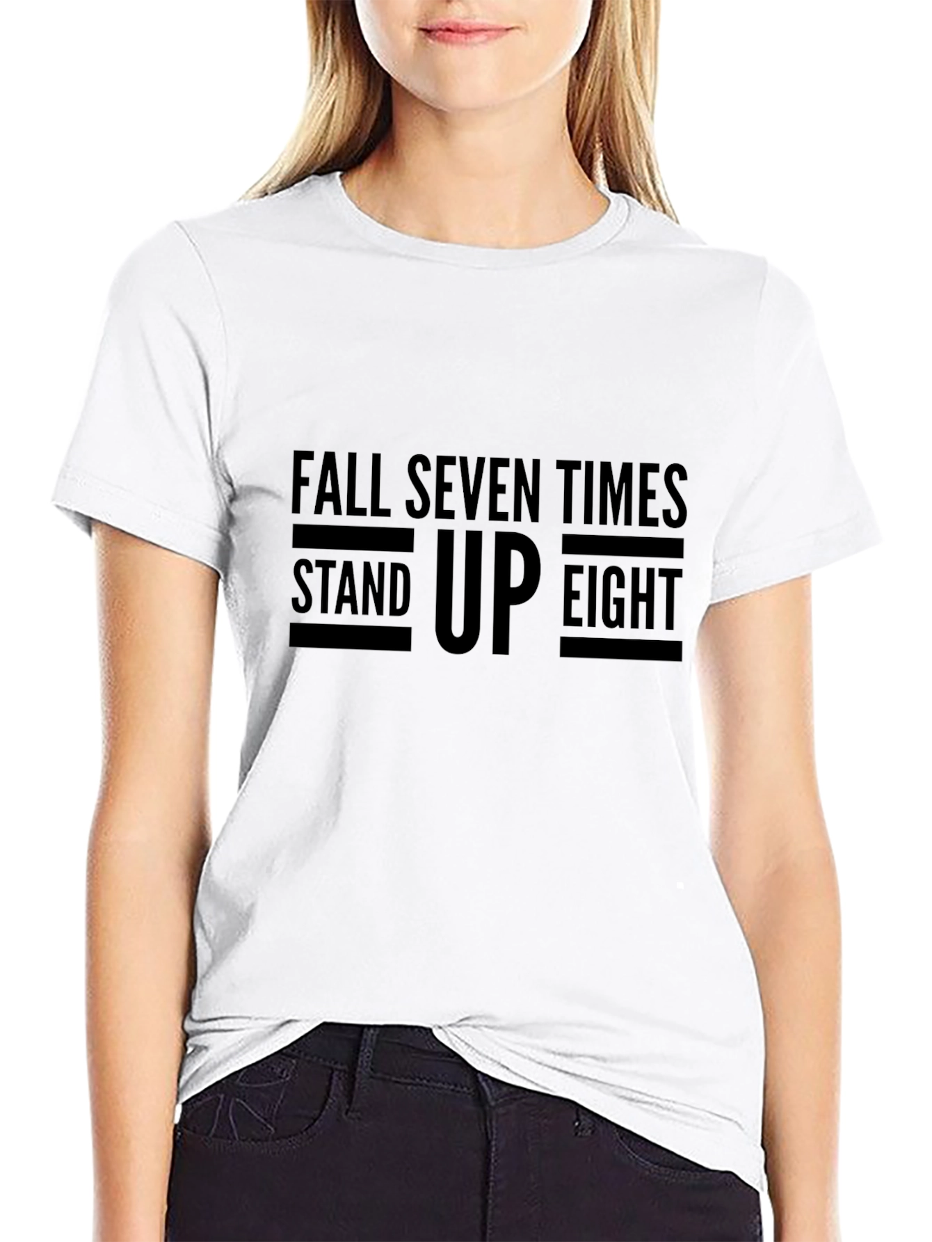 Motivational Graphic Tee - Fall Seven Times