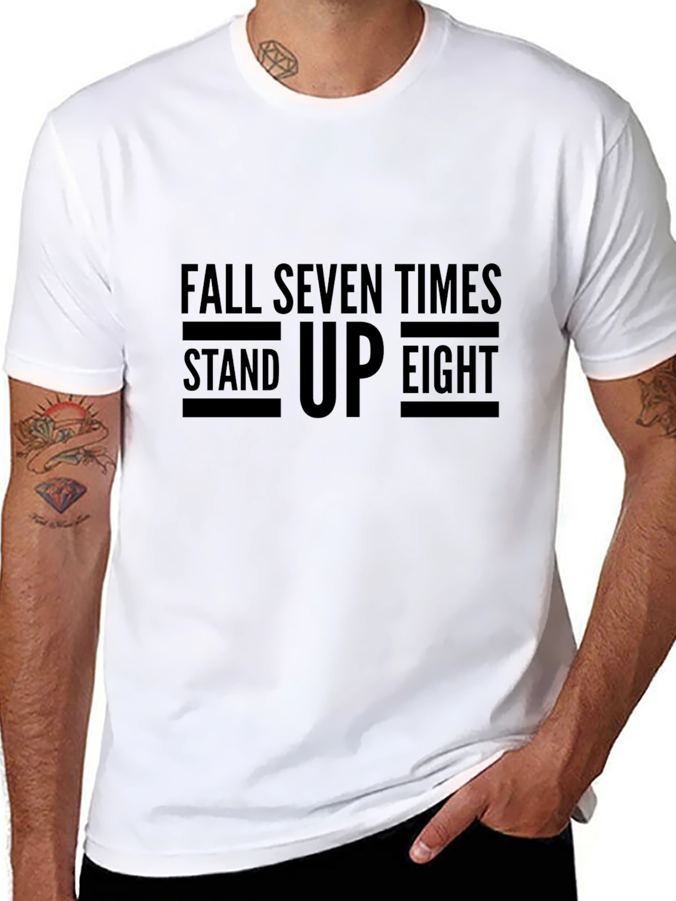 Motivational Graphic Tee - Fall Seven Times