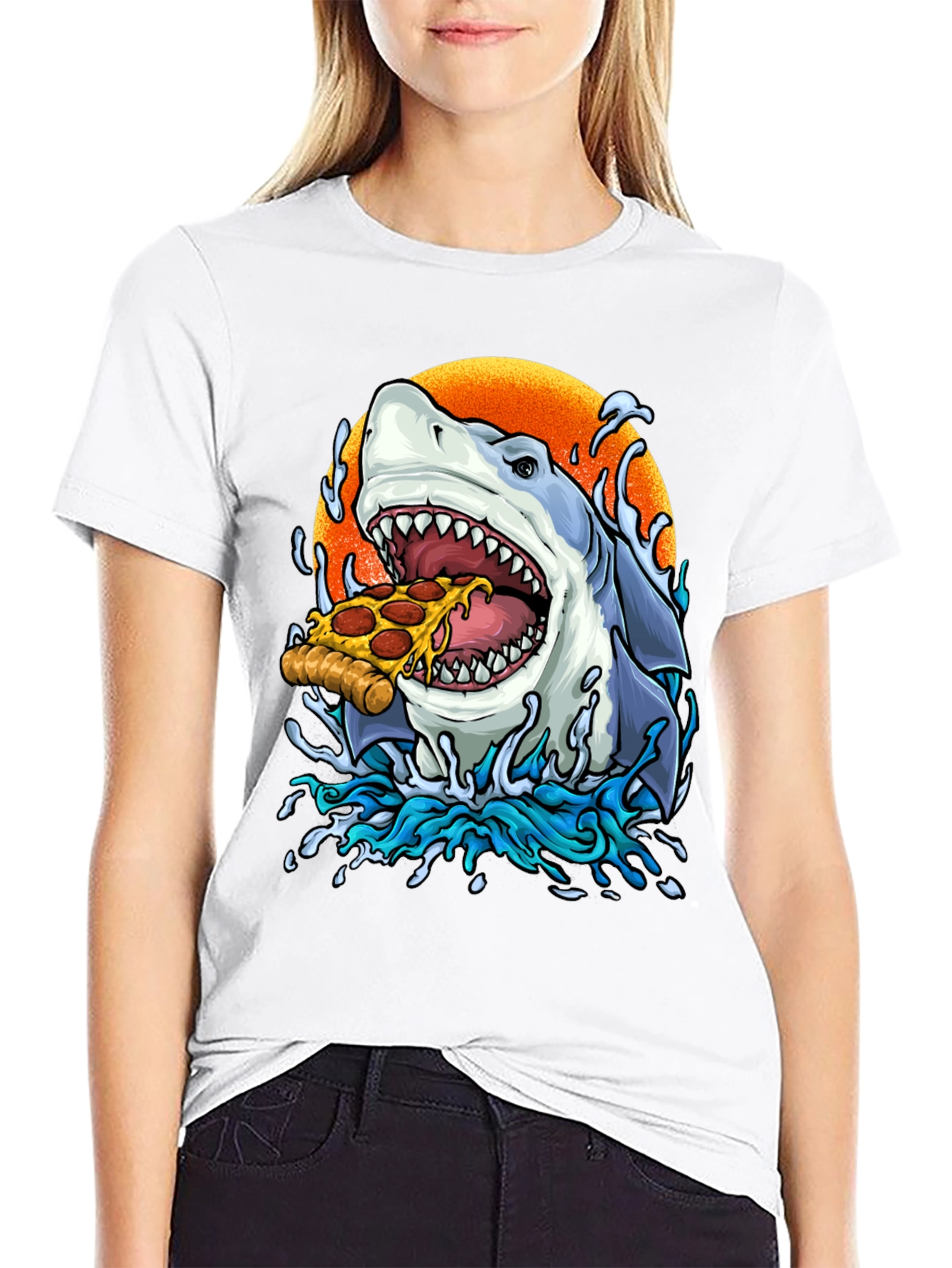 Pizza Shark Graphic Tee - Black T-Shirt