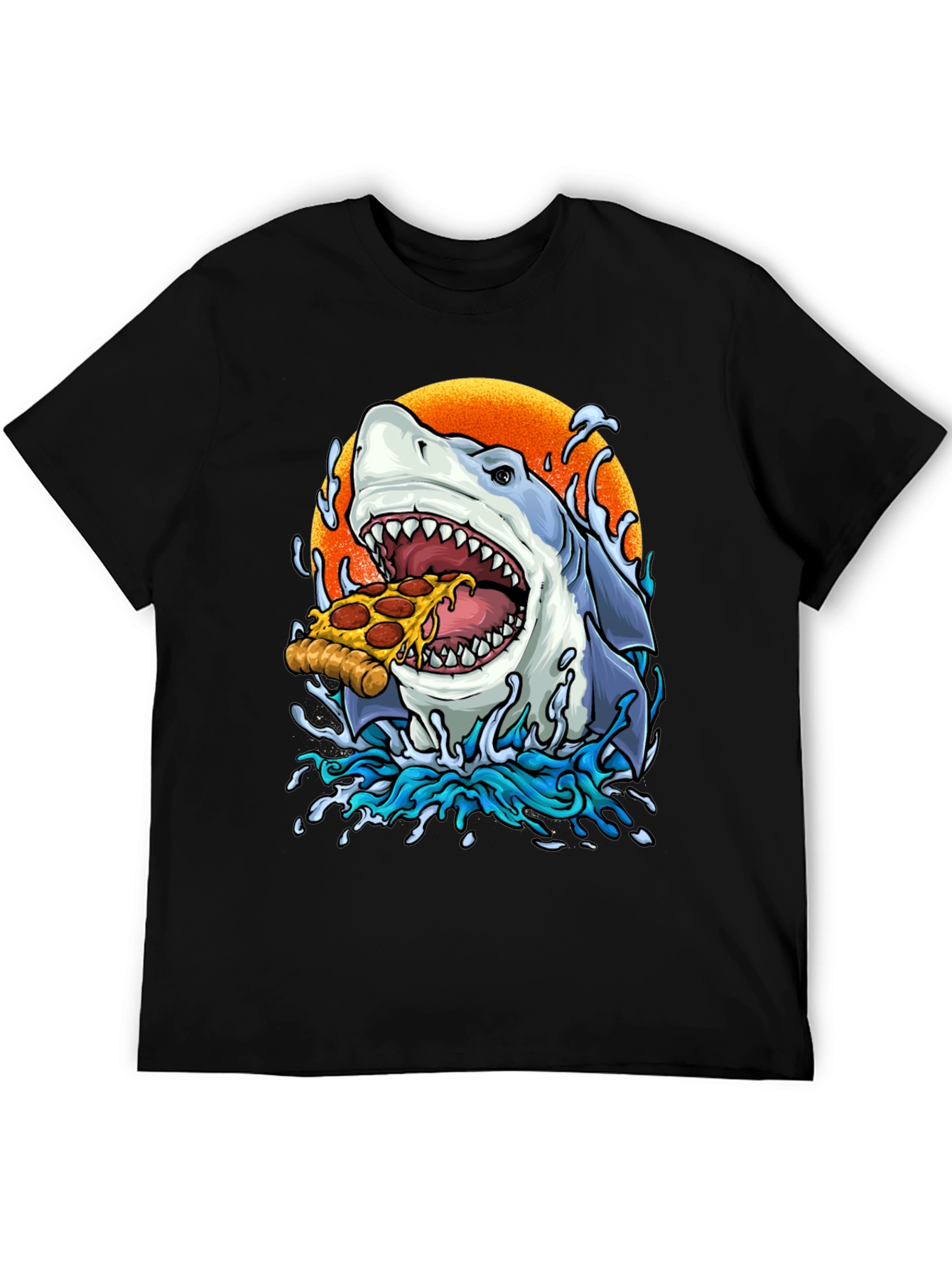 Pizza Shark Graphic Tee - Black T-Shirt