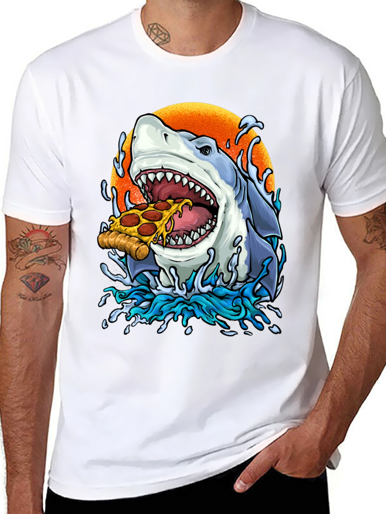 Pizza Shark Graphic Tee - Black T-Shirt