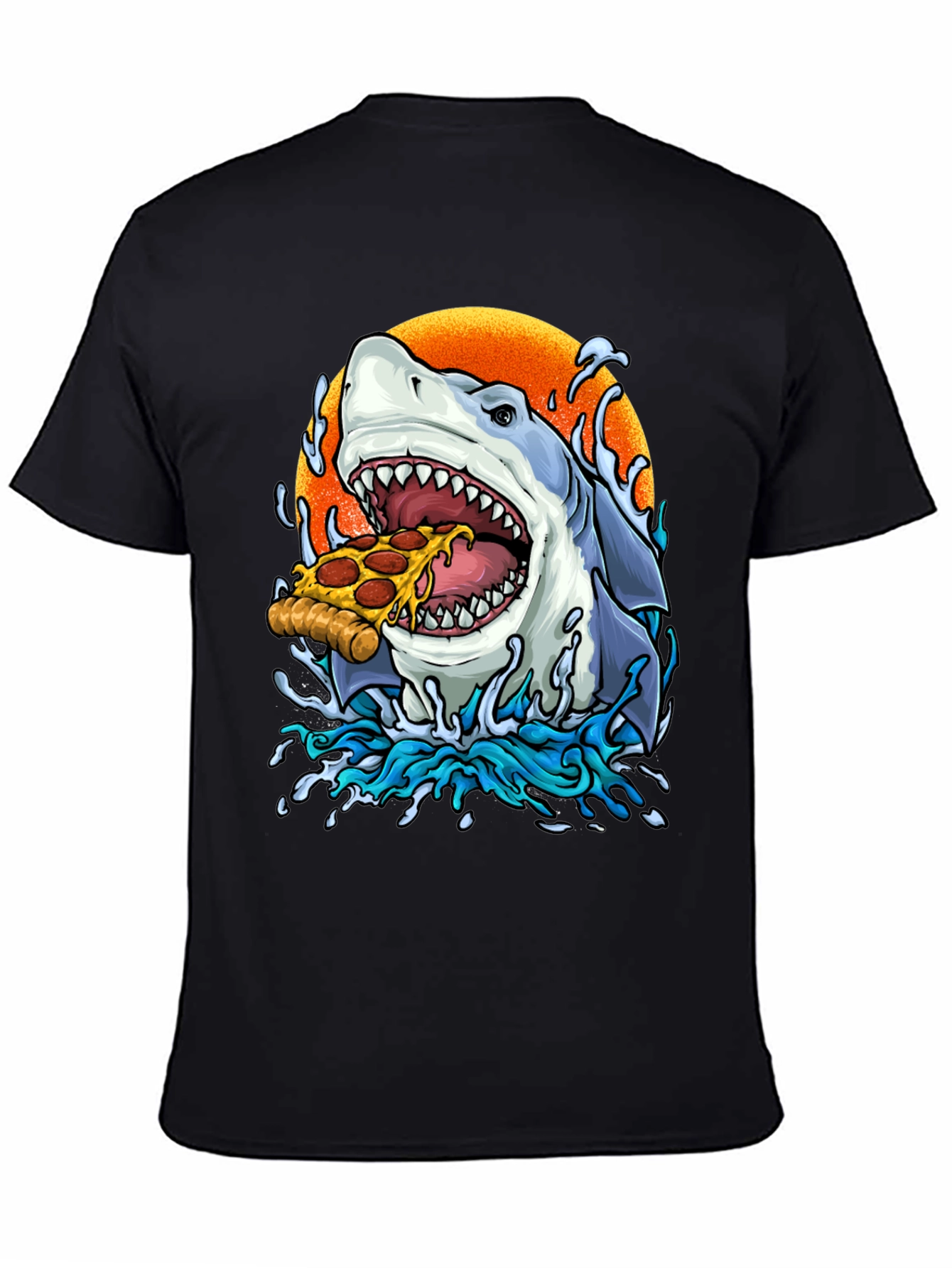 Pizza Shark Graphic Tee - Black T-Shirt