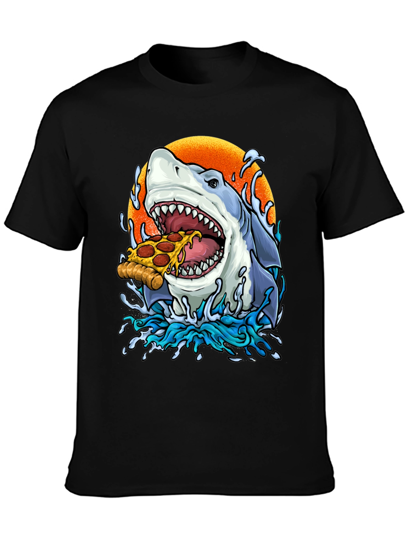 Pizza Shark Graphic Tee - Black T-Shirt