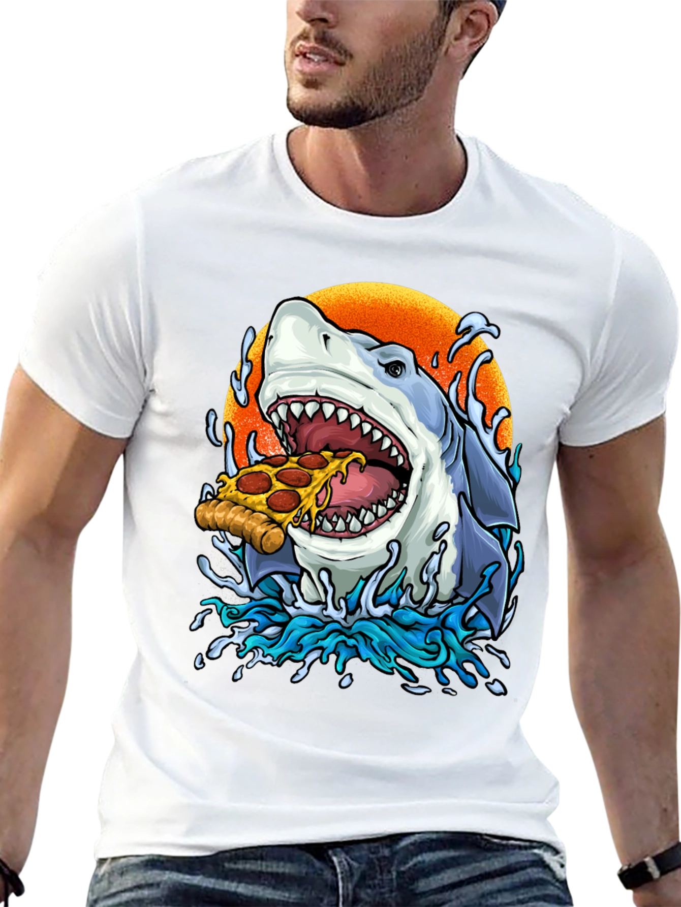 Pizza Shark Graphic Tee - Black T-Shirt