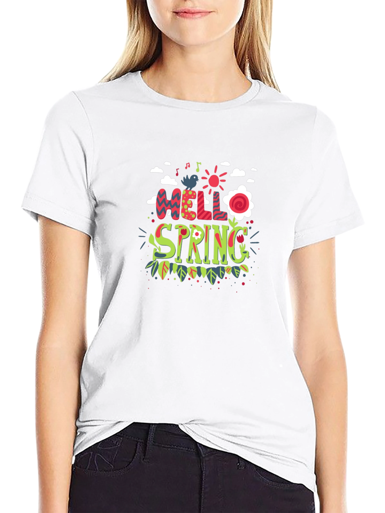 Hello Spring Black T-Shirt