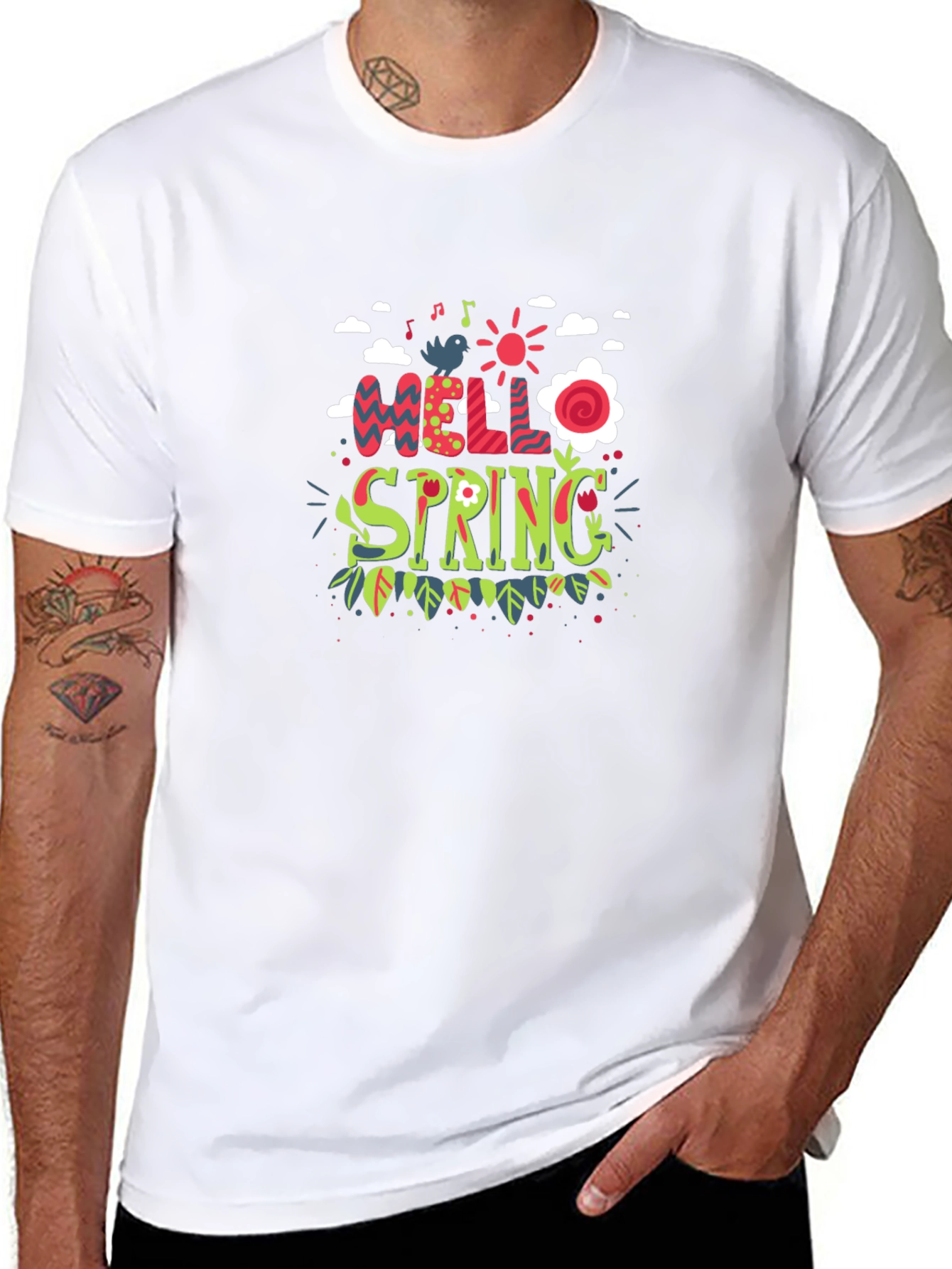 Hello Spring Black T-Shirt