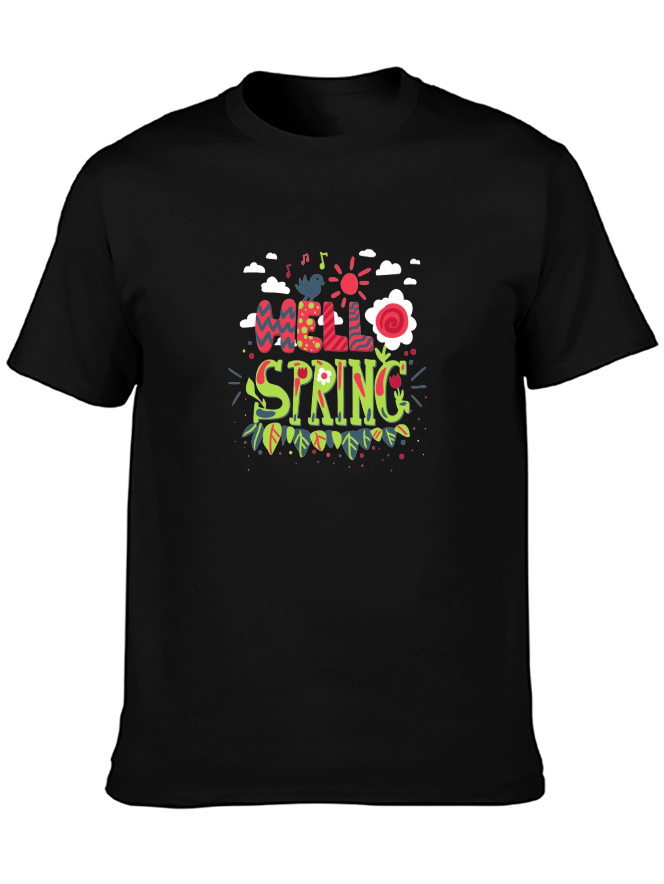 Hello Spring Black T-Shirt