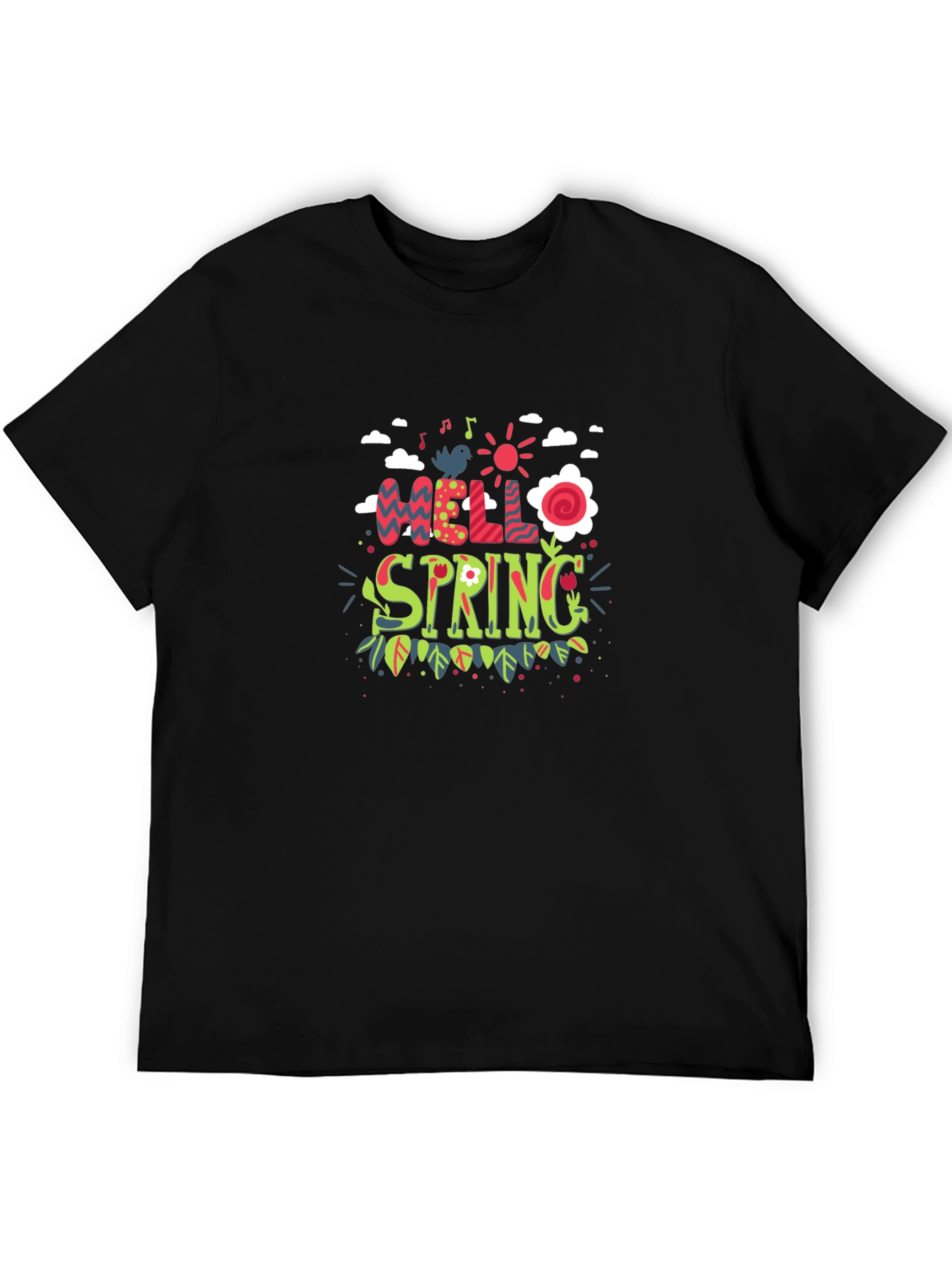 Hello Spring Black T-Shirt