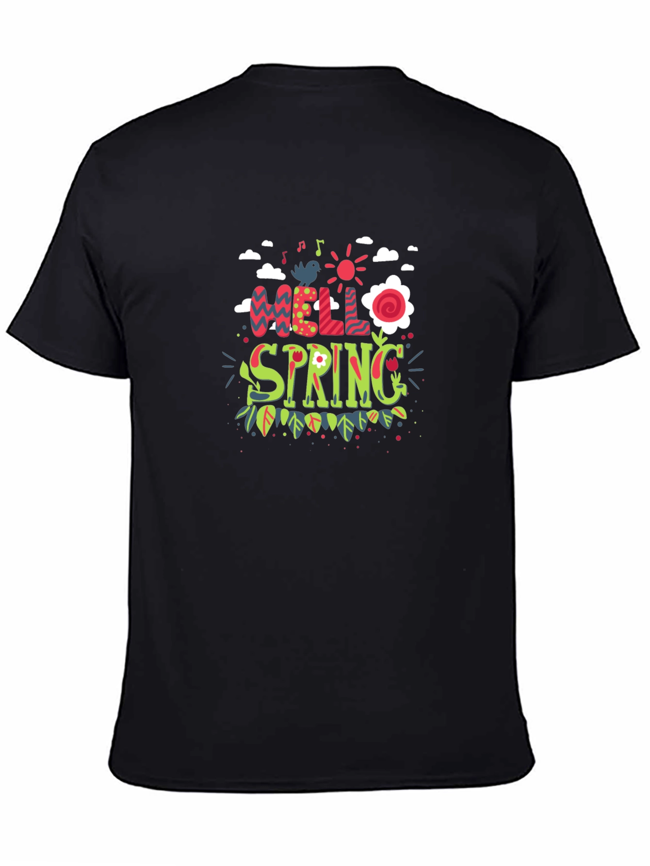 Hello Spring Black T-Shirt