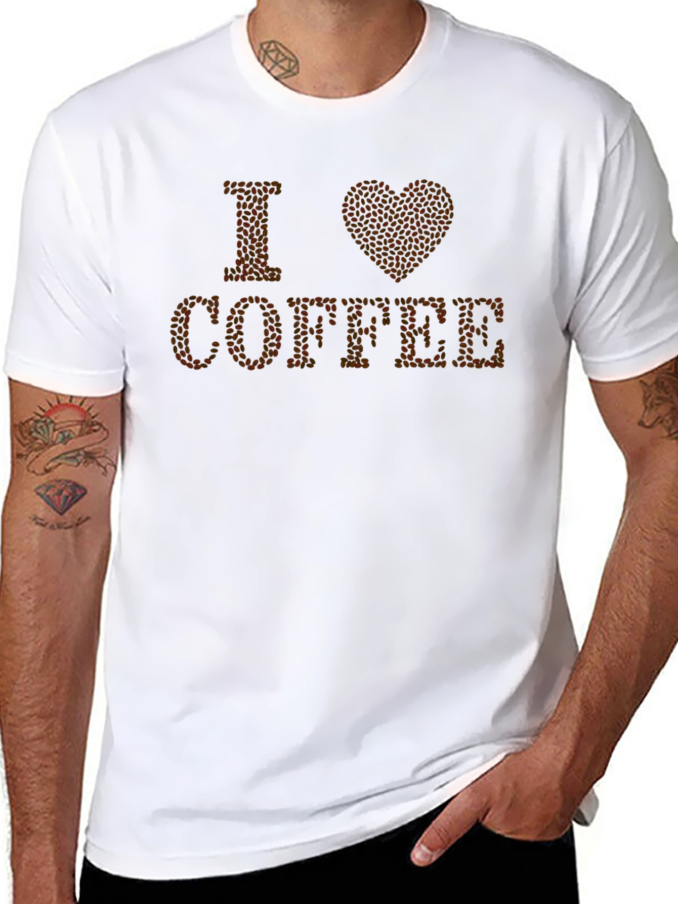 I Love Coffee Bean T-Shirt - Stylish Caffeine Tee