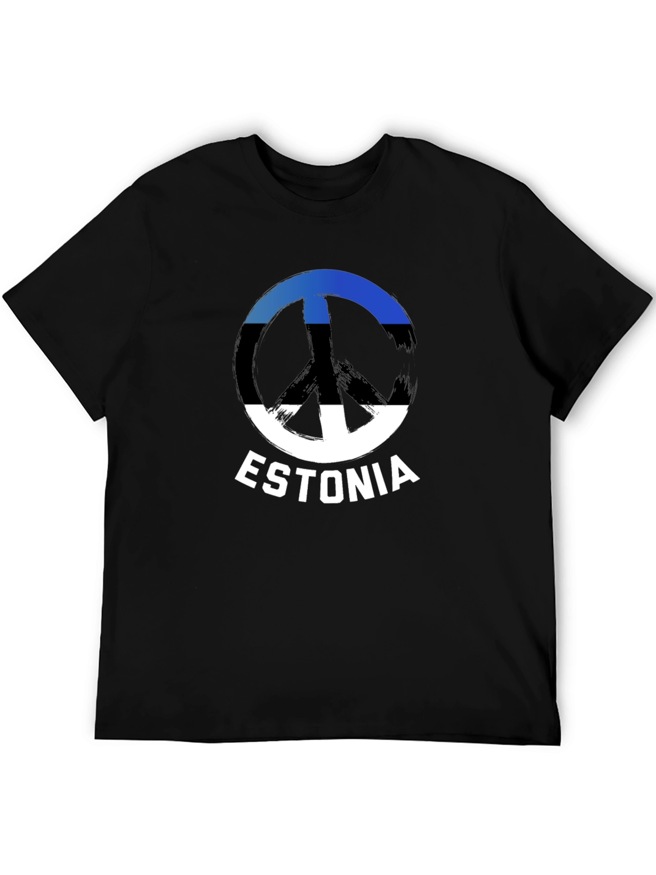 Estonia Peace Sign Flag T-Shirt - Black