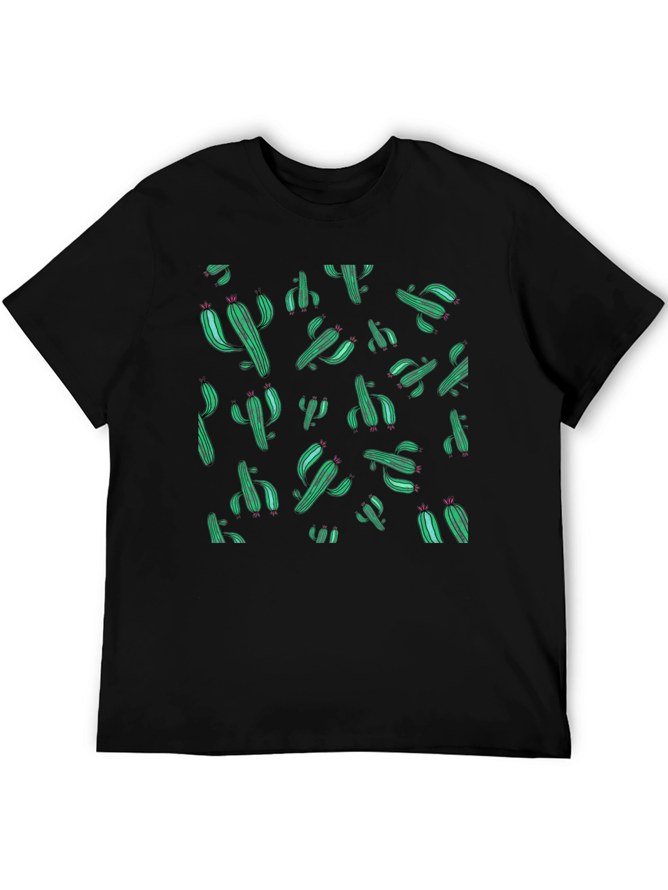 Cactus Print Black T-Shirt - Stylish Desert Vibes