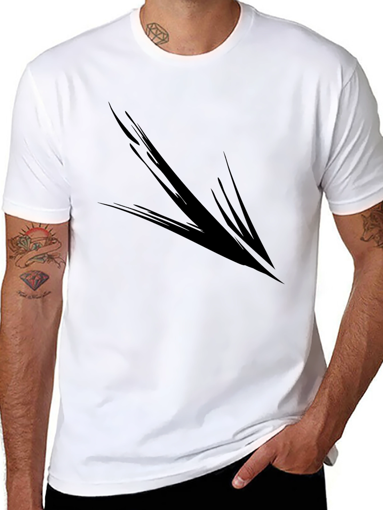 Mens Black Graphic Tee - Abstract Arrow Design