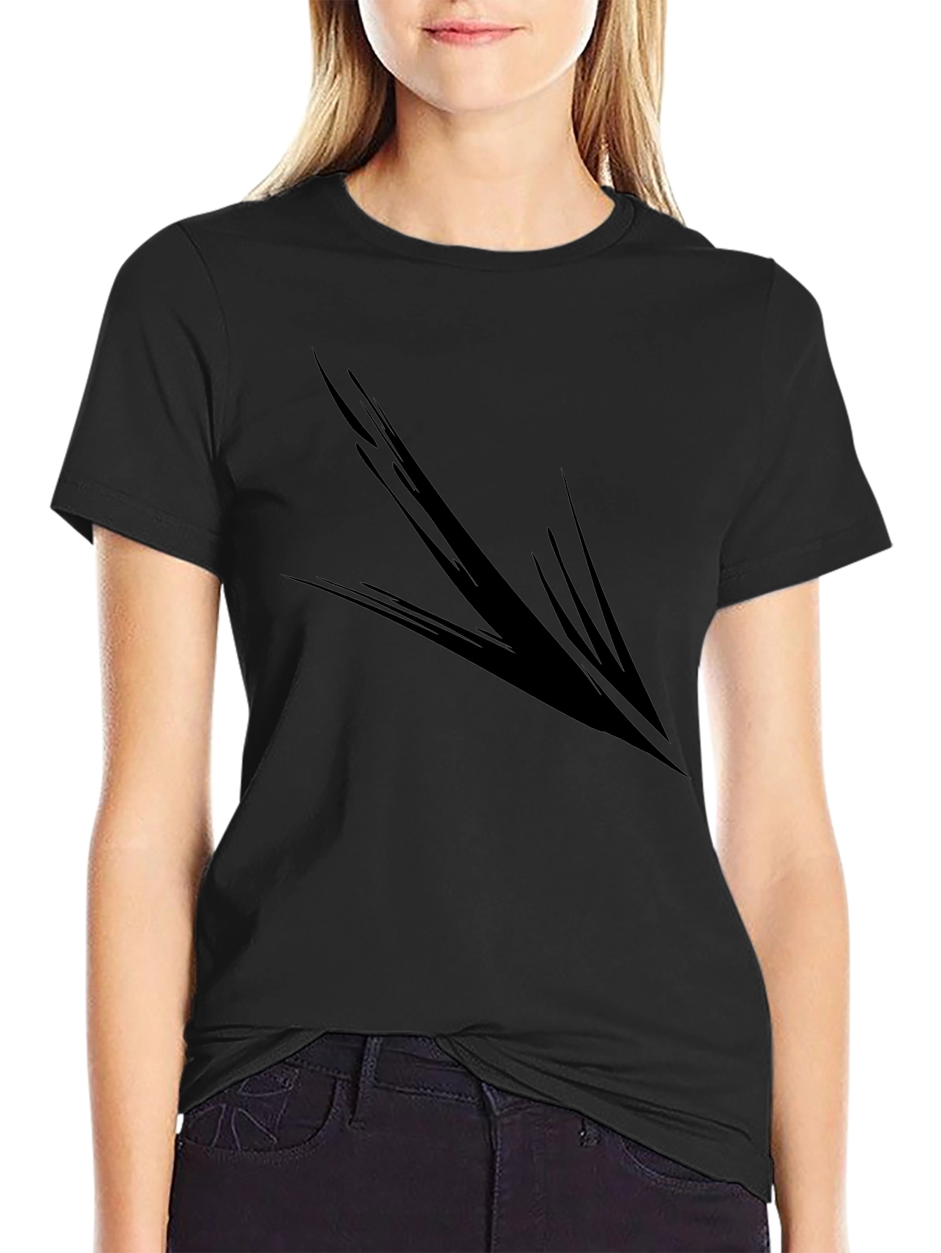 Mens Black Graphic Tee - Abstract Arrow Design