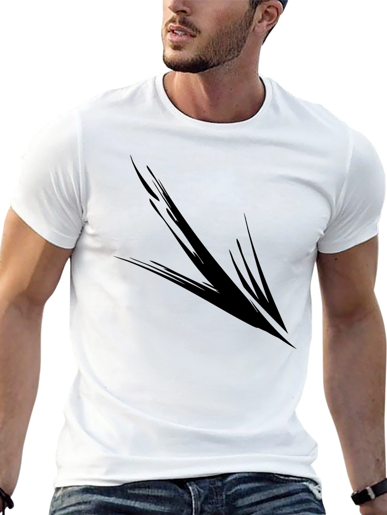 Mens Black Graphic Tee - Abstract Arrow Design