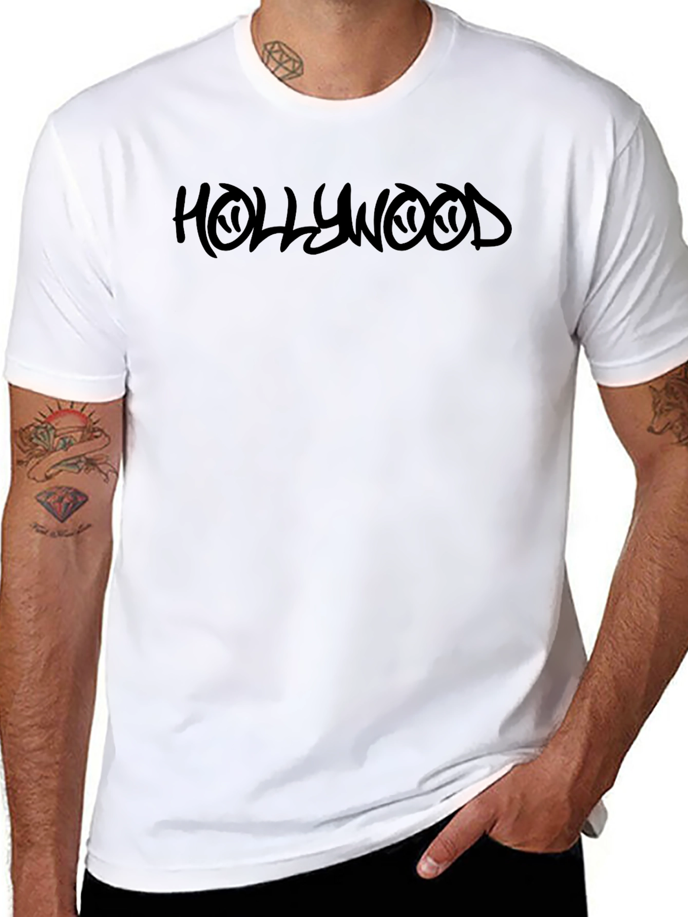 Black Hollywood Graphic Crew Neck T-Shirt