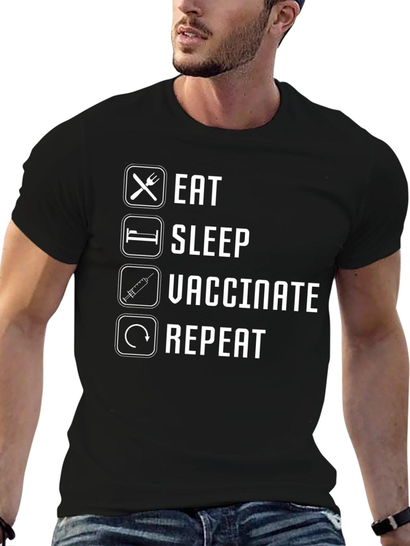 Eat Sleep Vaccinate Repeat Graphic T-Shirt