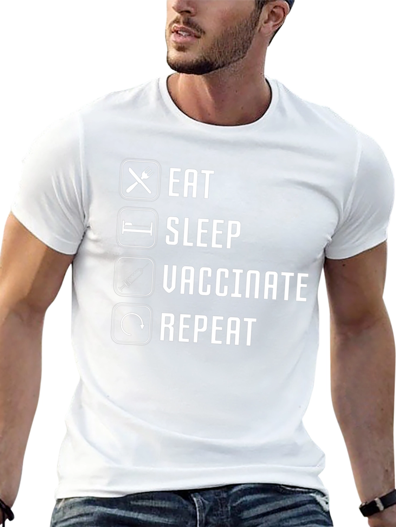 Eat Sleep Vaccinate Repeat Graphic T-Shirt