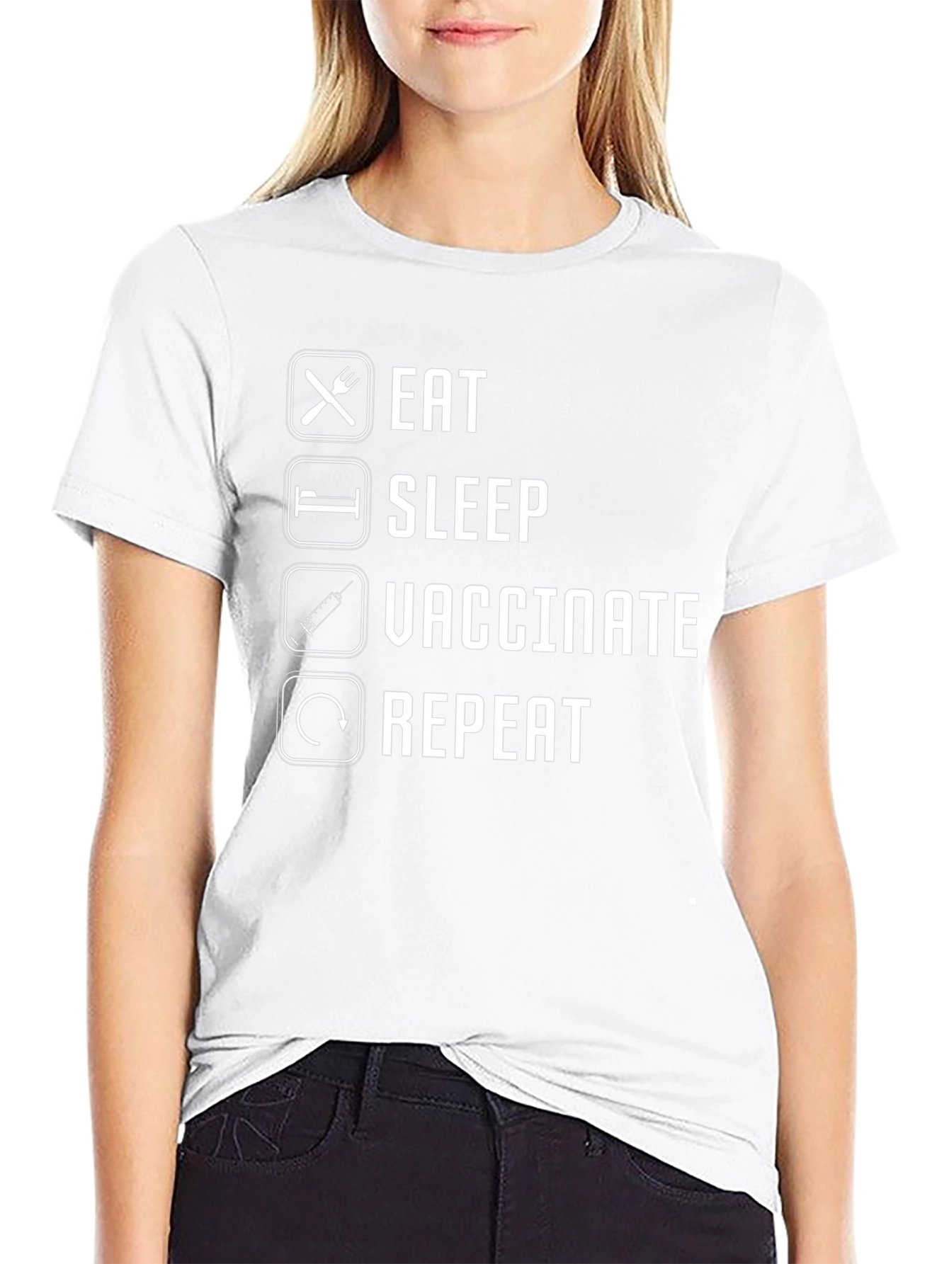 Eat Sleep Vaccinate Repeat Graphic T-Shirt