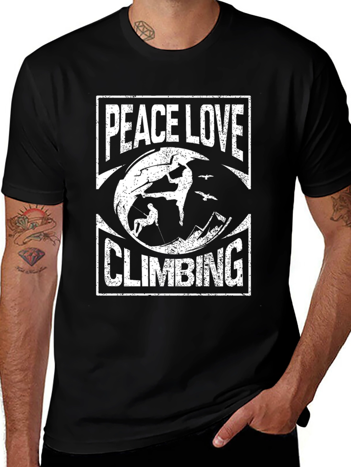 Peace Love Climbing Graphic Tee - Black