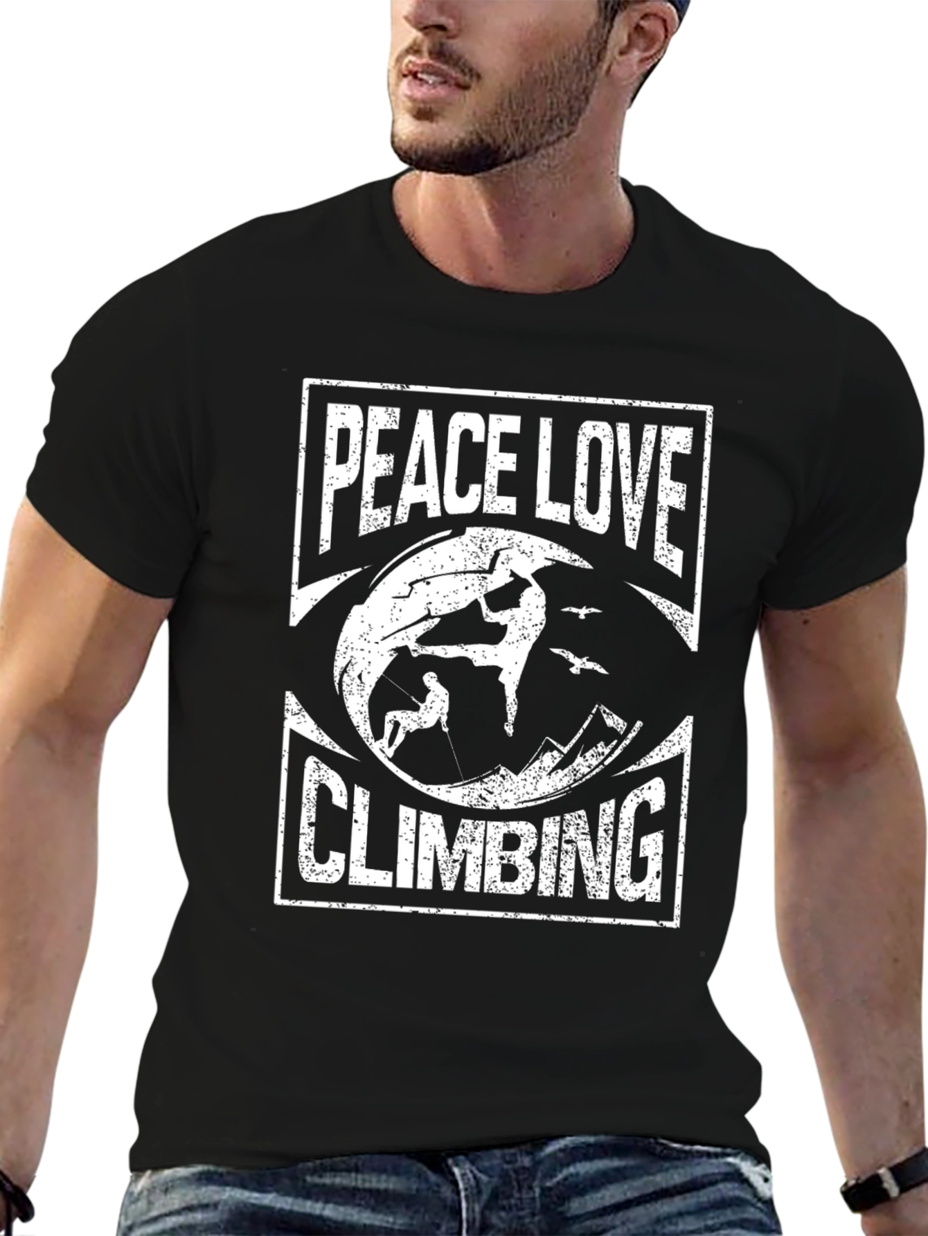 Peace Love Climbing Graphic Tee - Black