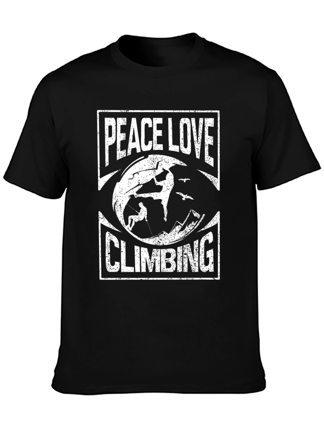 Peace Love Climbing Graphic Tee - Black