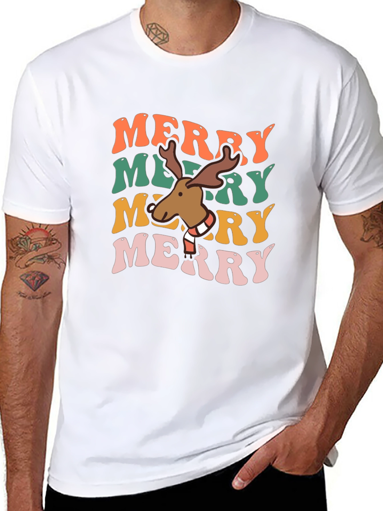 Merry Moose Retro Christmas T-Shirt