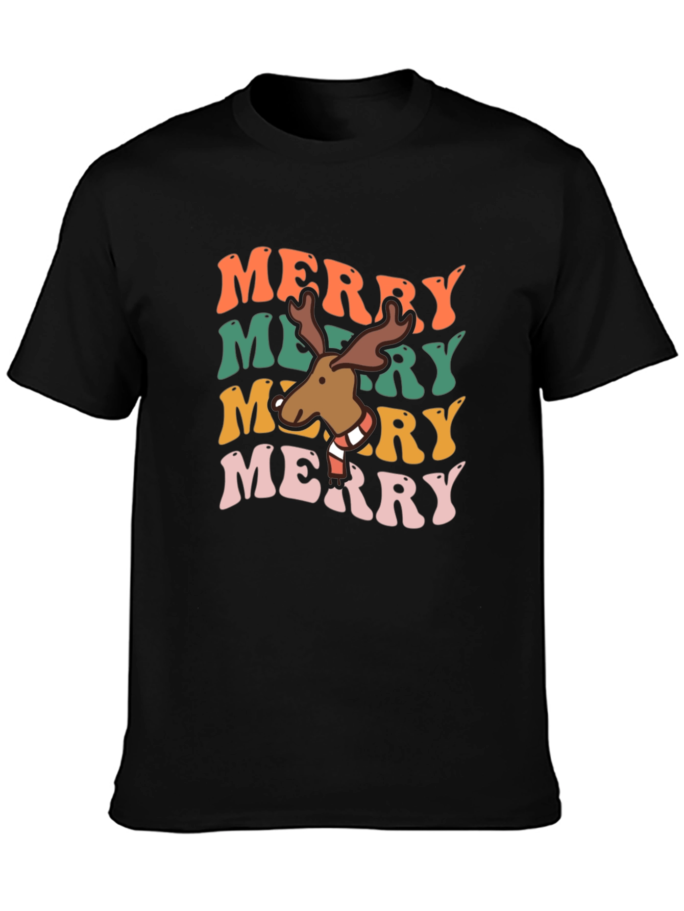 Merry Moose Retro Christmas T-Shirt