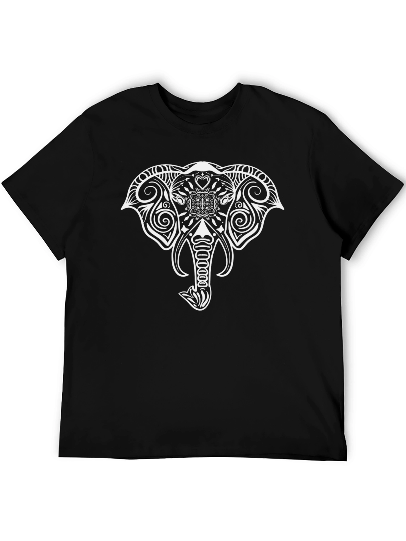 Elephant Graphic Print Black T-Shirt
