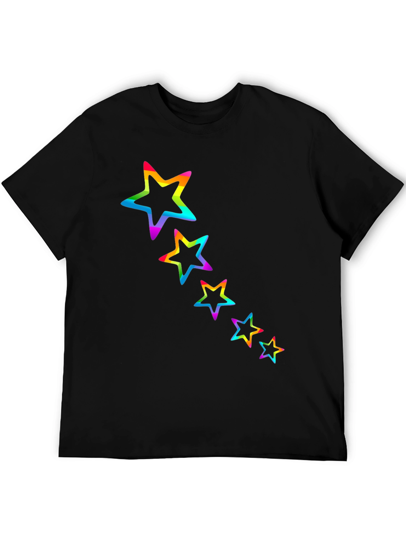 Rainbow Star Graphic Black Tee
