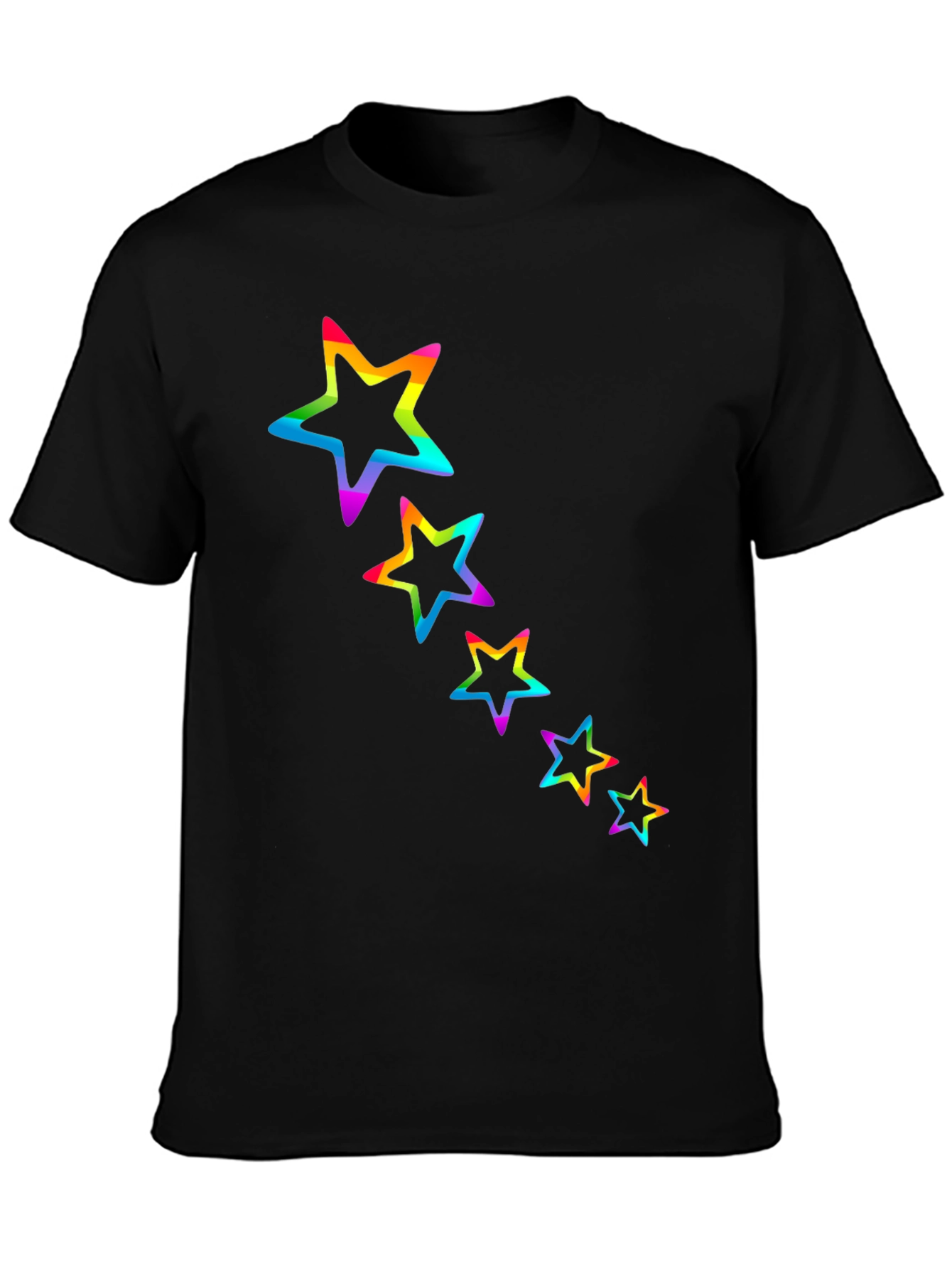 Rainbow Star Graphic Black Tee