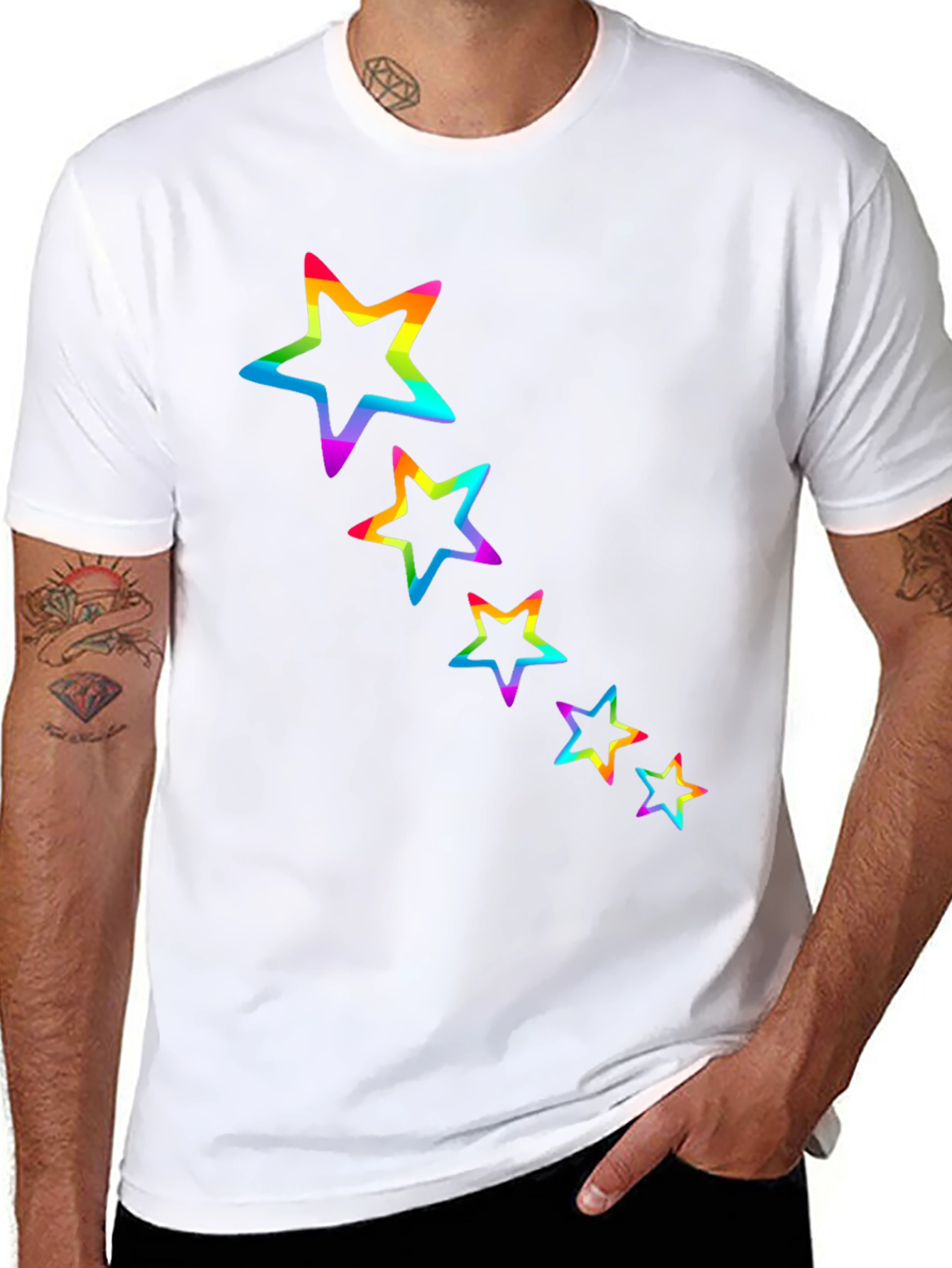Rainbow Star Graphic Black Tee