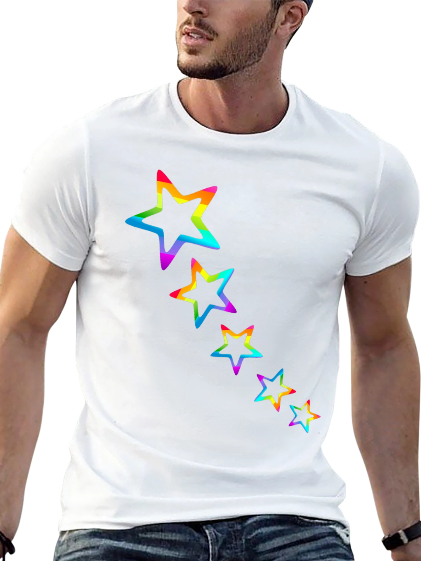 Rainbow Star Graphic Black Tee