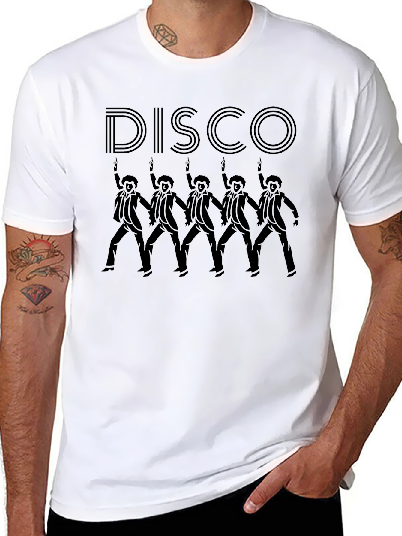 Retro Disco Dancer Graphic Tee - Black T-Shirt