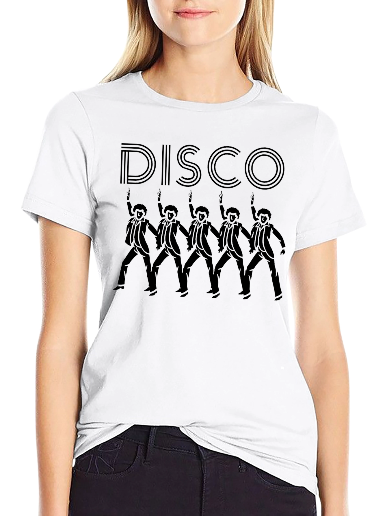 Retro Disco Dancer Graphic Tee - Black T-Shirt