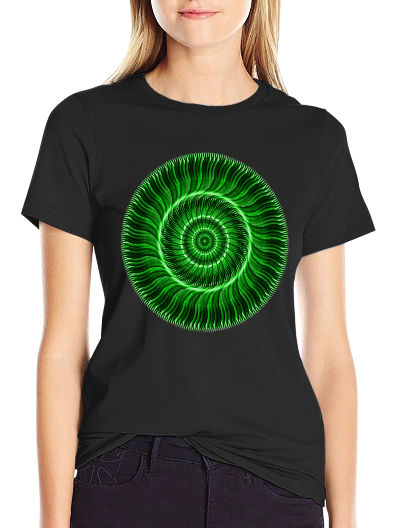 Abstract Green Swirl Graphic T-Shirt