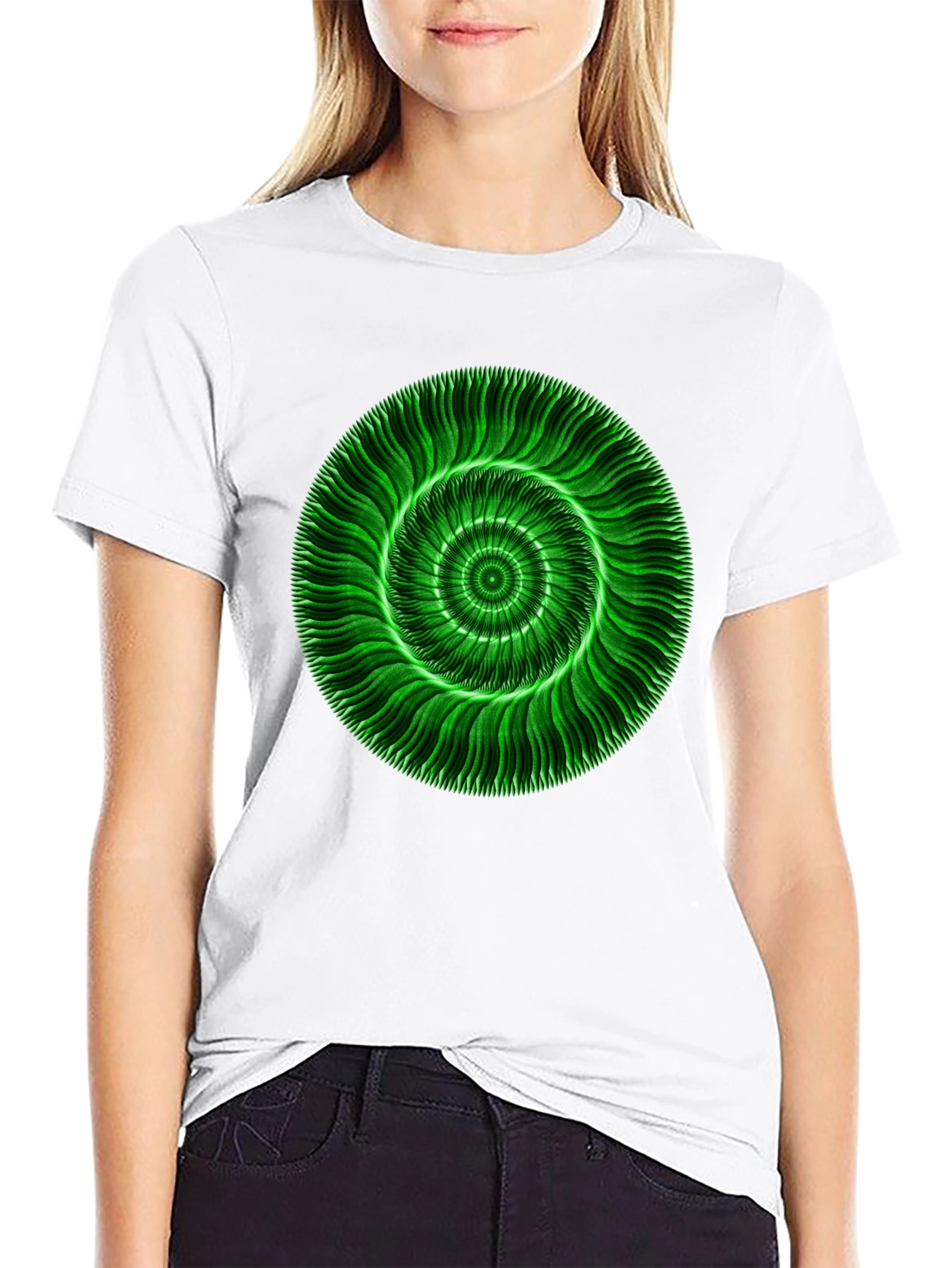 Abstract Green Swirl Graphic T-Shirt