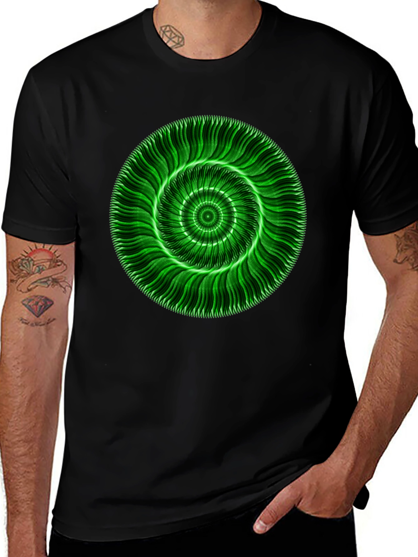 Abstract Green Swirl Graphic T-Shirt